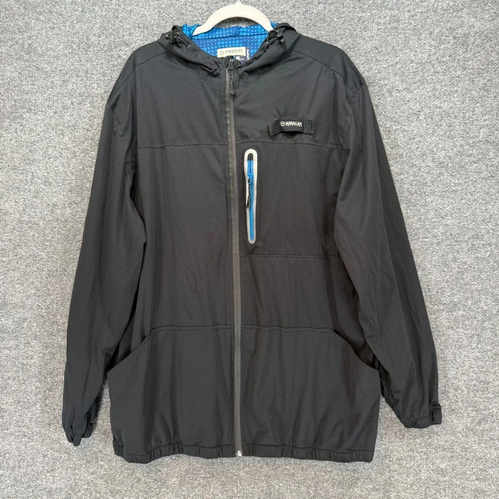 Magellan Fish Gear‎ Jacket Mens 2XL Black MagRepel Hooded Fishing Windbreaker